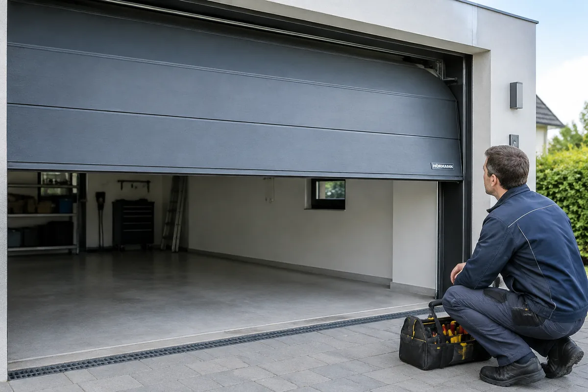 Comment réparer une porte de garage Hörmann qui remonte avant de se fermer ?